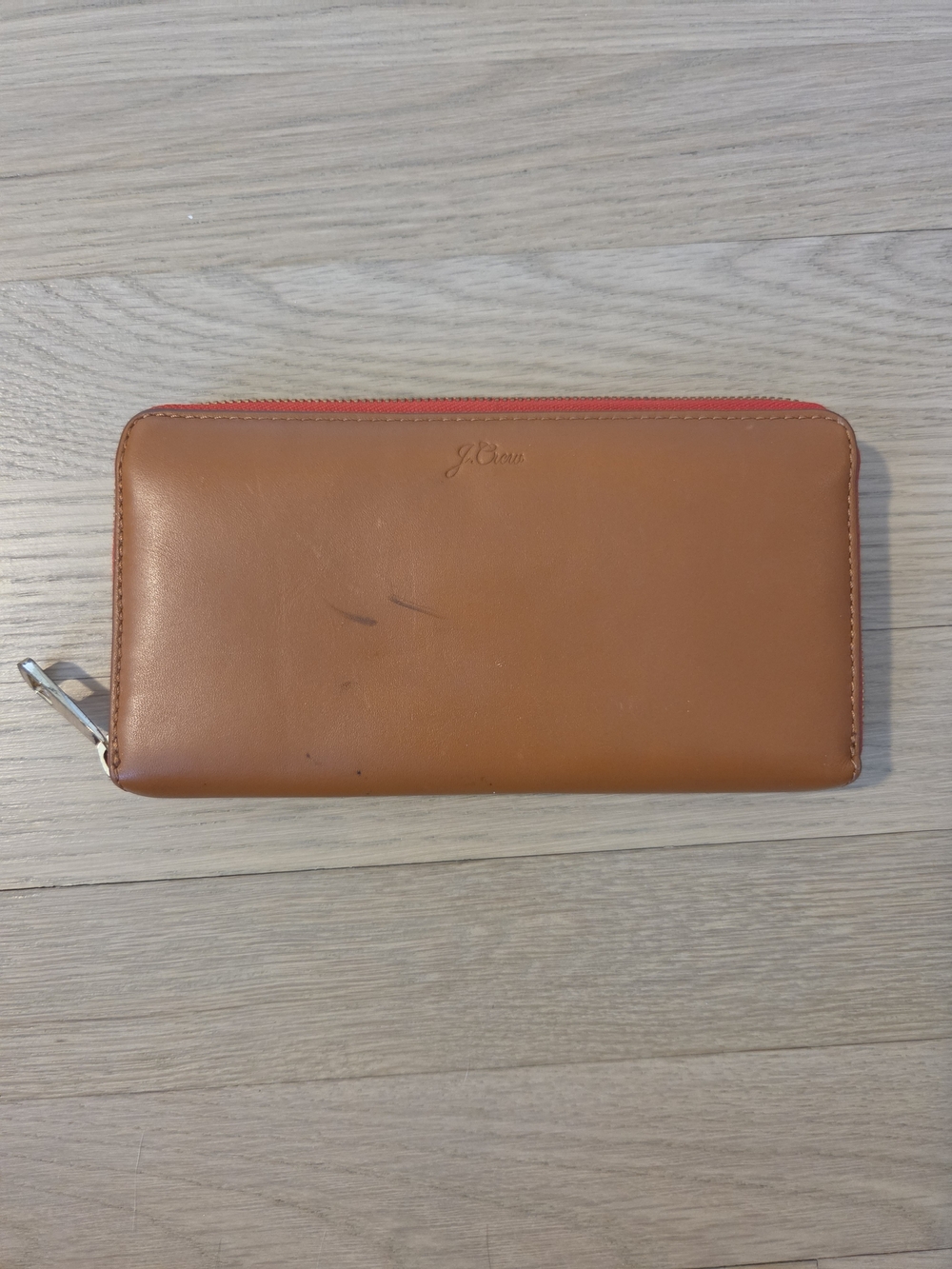 J. Crew Tan Leather Zip-Around Women's Wallet